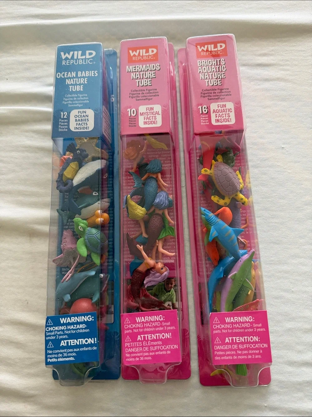 Wild Republic Kids Ocean & Mermaid Nature Tubes - Blue & Pink three packs